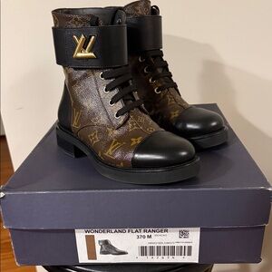 Louis Vuitton Black and Brown Combat Boots